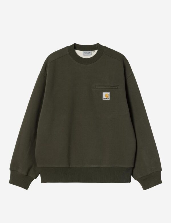 Carhartt WIP Detroit Sweatshirt Olive, Stone Washed