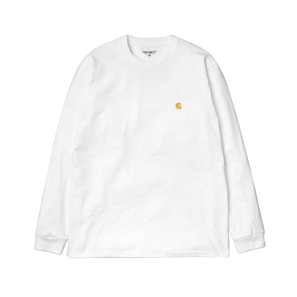 Now in stock the Carhartt WIP L/S Chase T-Shirt. The Carhartt WIP L/S Chase T-Shirt is constructed from combed cotton jersey. It is part of our Chase Program, which focuses on jersey-based staples, and features an embroidered Carhartt ‘C’ motif on the left chest. Loose fit. I026392_02_90 100% Cotton Combed Single Jersey, 235 g/m² loose fit logo embroidery on chest